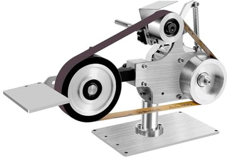 Electric Bench Belt Sander, 550W Power with 60/800 Grits Sanding Belts, Stepless Speed Adjustable up to 6000rpm for Desktop Polishing and Grinding