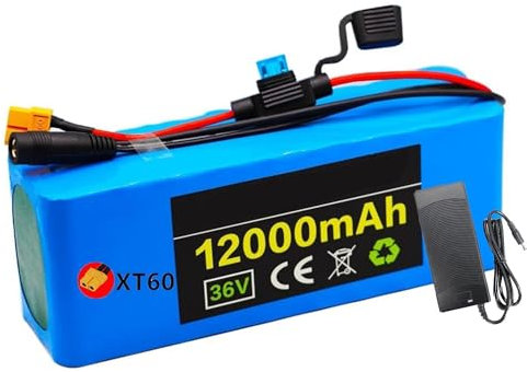 Batteria Ebike 36V 12Ah Batterie per Bicicletta al Litio 10S3P Ricaricabile Incorporato BMS Impermeabile PVC per 200W - 800W Motore con Caricatore XT60 plug,36V 12Ah