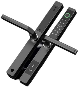 Poignée de porte intelligente, serrure électronique sans clé avec empreintes digitales, Bluetooth, RFID et contrôle par application, serrure de portail extérieure étanche pour portes coulissantes en