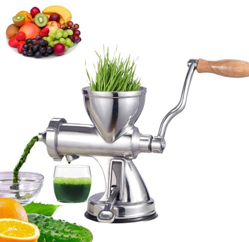 Manual Spiral Slow Press Machine, Stainless Steel Food Grade Juicer, Slow Press Suitable for Wheat, Grass, Fruits, Apples, Pears, Vegetables, Cabbage
