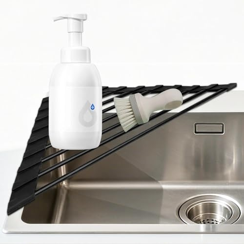 Crynvor Escurridor Fregadero Plegable Enrollable, Escurreplatos Silicona, Rejilla Fregadero, Escurre Cubiertos, Scolapiatti da Appoggio Pieghevole, para Secar Frutas, Verduras y Platos