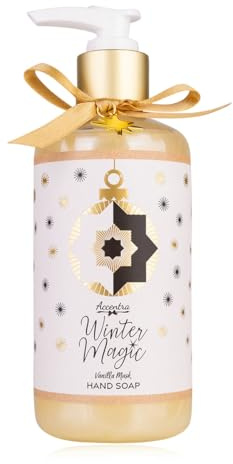 Accentra Seifenspender WINTER MAGIC Flüssigseife 290ml im Pumpspender, Vanilla Musk Duft, weiß/gold/schwarz, luxuriöse Handpflege für Frauen, Weihnachtsgeschenk für Wellness & Entspannung