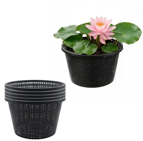 MiDube 6 cesti idroponici per piante (21,2 cm), grandi cestini a rete in plastica, per piante d'acquario, ninfee e idroponica, vasi neri