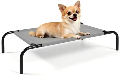 OUTSIDER Raised Dog Bed Elevated Pet Cot with Breathable Washable Pet Cot for Large Medium Small Dogs, Sturdy Steel Frame Supports up to 10kg，S，（90 * 55 * 20CM）