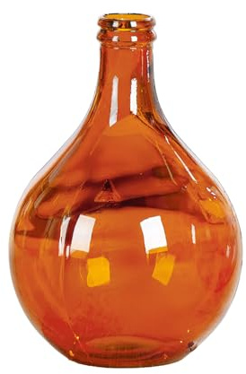 GILDE Vase Cordoba aus Glas - rund - glänzend - orange - Höhe 43cm x Ø 29cm - mit Muster - wasserdichte Blumenvase