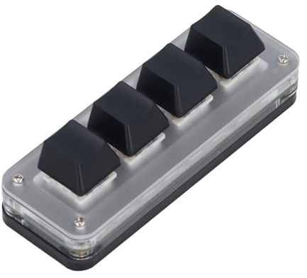 Badafaci Mini Clavier Mécanique Programmable à 4 Touches, avec Câble USB C, pour Jeux, Bureau, Musique, Médias, Contrôle Industriel