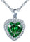 Yumilok 925 Sterling Silber Zirkonia Synthetisch Grün Smaragd Herz Anhänger Halskette Kette mit Anhänger für Damen Mädchen