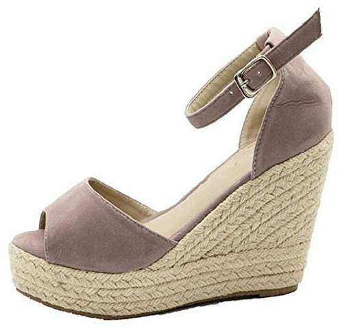 Taglia 42 - Scarpe - Sandali Estivi - Sexy - Comodi - Eleganti - Adulti - Donna - Ragazza - Colore Beige - Tacco Alto - Zeppa in Corda - Stagione Primavera - Estate - Idea regalo Compleanno