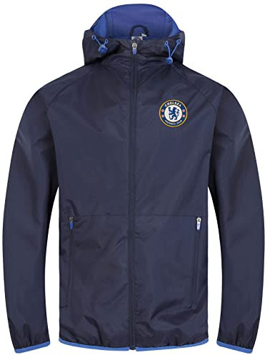 Chelsea FC officiel - Coupe-vent/Imperméable thème football - homme - Bleu marine/capuche à visière - XL