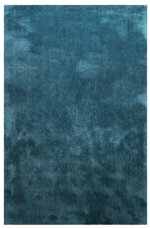 Homie Living Pisa Hochflorteppich, 160 x 230 cm, Petrol türkis | moderner kuscheliger, weicher, flauschiger Teppich, Läufer für Wohnzimmer, Flur, Schlafzimmer, Kinderzimmer