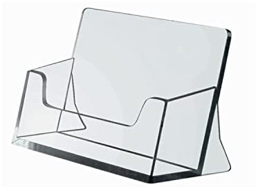 ogoPLUS Visitenkartenständer Querformat transparent / Visitenkartenhalter, Visitenkarten Ständer, Visitenkarten Aufsteller, Büro-Organizer, Visitenkartenbox, Werbung, Polystyrol