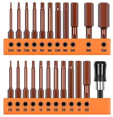 HORUSDY 23-Piece Premium Hex Bit Set | High-Precision Metric & Imperial Allen Key Drill Bits | Durable S2 Steel | 1/4” Hex Shank | 2.3 Long | Ideal for DIY Enthusiasts and Professional Use