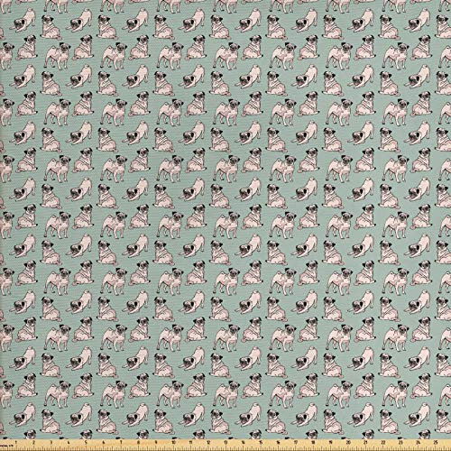 ABAKUHAUS Mops Stoff als Meterware, Sitzen Dehnen Hund, Qualitäts Stoff Dekorativer Polster Heimtextilienstoff, 2M (148x200cm), Türkis