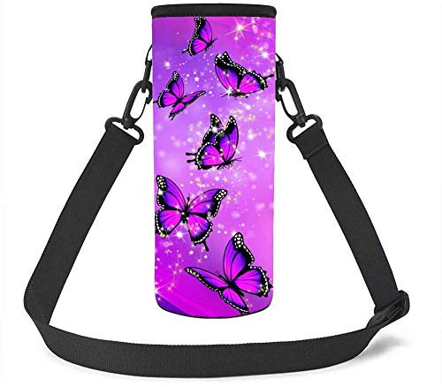 UOIMAG Butterfly-Tragetasche für Wasserflaschen, Neopren, isoliert, Kunststoff, für Kinder, Mädchen, Teenager, Frauen, kleine Größe, 500 ml