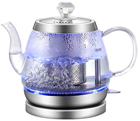 YXCKG 1L Electric Kettle, Glass Tea Pot, Stainless Steel Filter, 1000W Kettles Tea Heater & Hot Water Boiler, Blue Indicator Light，Automatic Switch Off, Stainless Steel Inner Lid & Bottom (Size : 1L)