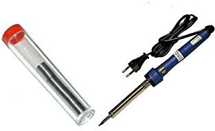 Kit Saldatore Elettrico Saldatrice Saldatura Salda 60W a Stilo Filo Stagno 14g 1mm