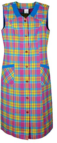 Blouse boutonnée pour femme - En tissu mélangé - À carreaux - Sans manches - Tablier de cuisine, Design 6, 48