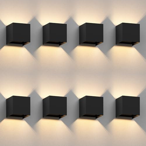 ledscom.de 8 Stück Wandleuchte CUBEL für außen, IP65, Up-/Downlight, schwarz matt, quadratisch, 1x G9 max. 10W