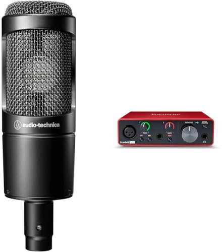 Audio-Technica AT2035 Cardioid Condenser Microphone for home audio recording & Focusrite Scarlett Solo 3rd Gen USB Audio Interface, for the Guitarist, Vocalist, Podcaster or Producer