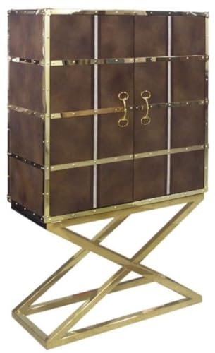Casa Padrino Luxus Barschrank Braun/Gold 108 x 48 x H. 180 cm - Edler Weinschrank mit 2 Türen - Luxus Bar Möbel
