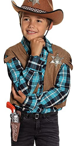 Boland 54383 Cowboy-Set (Pistole und Gürtel mit Halfter), Mehrfarbig, 23 cm / 100 cm