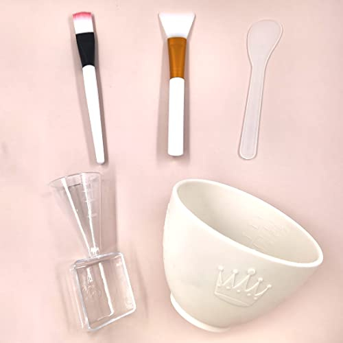 coldchill Juego de cuencos de silicona para mezclar mascarillas faciales, kit de herramientas de mezcla de máscaras faciales con cuenco de silicona, cepillo para máscara facial, espátula de palo