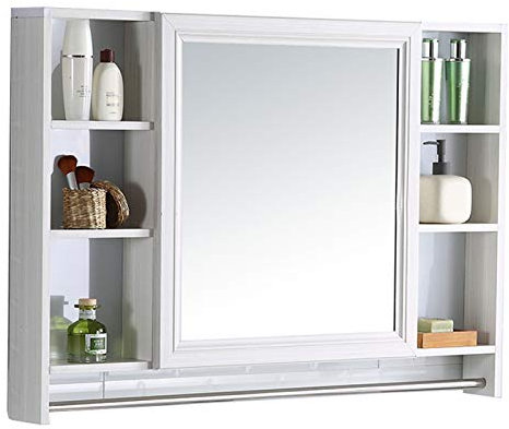 ZXFDM Spiegelschränke, 6 offener Stauraum, große Kapazität, Badezimmerschränke aus Aluminium, 110 cm