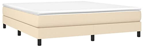 vidaXL Bettgestell, Polsterbett Bett für Schlafzimmer, Bettrahmen mit Lattenrost, Schlafzimmerbett Doppelbett, Creme 160x200cm Stoff