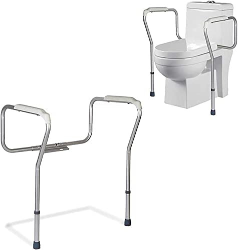 Apoyabrazos WC Portátil Inodoro y Hogar Marco de inodoro antideslizante, barandilla de inodoro ajustable en altura, soporte de seguridad para el inodoro, para ancianos, mujeres embarazadas y discapaci