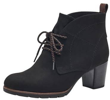 MARCO TOZZI Damen Stiefeletten mit Absatz zum Schnüren Vegan, Schwarz (Black Comb), 38 EU
