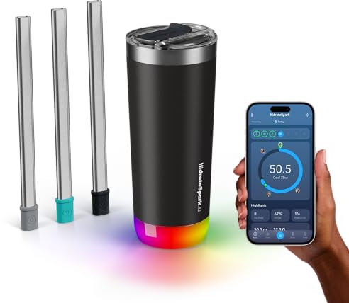 Hidrate Spark Schwatz Tumbler PRO 20oz + 3 Gratis Trinkhalme
