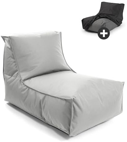 mokebo® Sitzsack mit Schutzhülle für Kinder & Erwachsene 'Der Sundowner', Bean Bag mit Füllung oder Bodenkissen für Indoor & Outdoor, auch als Liegekissen, Relaxliege oder Liege in Grau