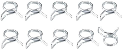 METALLIXITY Spring Hose Clamp (12mm/0.47) 10Pcs, Double Wire Spring Steel Clips - for (12.5mm to 13.5mm/0.49 to 0.53) OD Home Garden Hose Tube Fastening