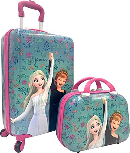 Fast Forward Lizenziertes Hartschalengepäck-Set für Kinder, 50,8 cm, Spinner-Gepäck, Handgepäck und Kosmetikkoffer, Mehrfarbig, Carry-On 20, Frozen