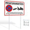 SINMAO Cartel de propiedad privada con postes, 30 x 20 cm, A4, prohibido el aparcamiento, robusto y duradero, metal de aluminio, señal de prohibición de propiedad privada, aparcamiento con soporte, 30