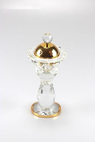 Designer Kerzenleuchter aus Kristallglas Kristall Kerzenleuchter Höhe gesamt ca. 14 cm mit Deckel ca.19 cm