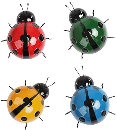 4 Stück Metall Marienkäfer Dekoration, Metall Marienkäfer Wandkunst, Outdoor Wandskulpturen Garten Skulpturen, Insekten Home Dekorationen Für Gartenzaun Im Innen Oder Außenbereich Balkon Patio (Stil2)