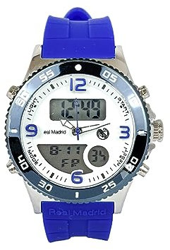 GRUPO MUNRECO Real Madrid RMD0014-05 Kinderuhr, Quarz, Analog und Digital, 3 ATM, Real Madrid, Kalender, Stoppuhr, Alarm, Licht, blau, 40 mm, Band