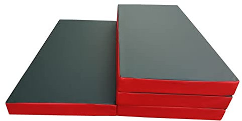 RoniKids Turnmatte Klappbar 200 x 100 x 8 cm Weichbodenmatte MADE IN GERMANY RG-25 (25kg/m³) Gymnastikmatte Fitnessmatte & Yogamatte Spielmatte Gästebett (Grün/Rot)