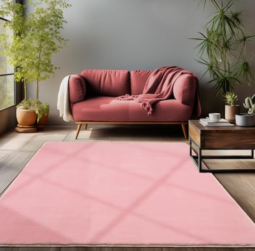 Carpettex Hochflor Teppich Wohnzimmer Shaggy 160 x 230 cm Flokati Teppich Modern Einfarbig Rosa - Teppich Schlafzimmer Weich Flauschig Waschbar Teppich Küche Esszimmer - Langflor Teppiche