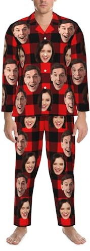 LLLGSH Personalized Funny Photo Face Pajama Pants - Custom Pyjama with Face Photo for Men Women - Funny Family Pajamas Set for Couples Women Men Pet Nightwear Sets