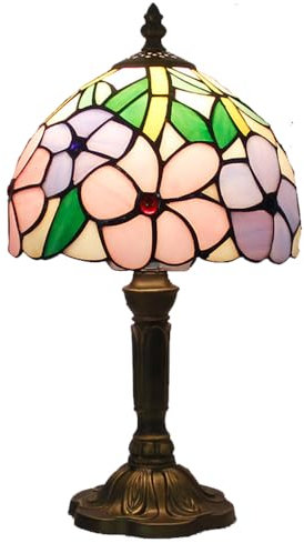 Mengjay Retro Style Tischlampe,Nachttischlampe Handcraft Glasmalerei Lampenschirm Tischleuchte,Schlafzimmer Deko Schlafzimmer Tischlampen Nachtlampe (Keine Glühbirne) (B)