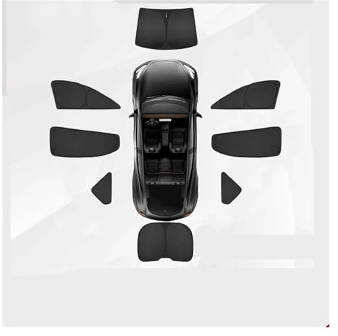 ESPYN Elegant Car Sunshade, 8PCS Reflective Privacy Sun Shade Custom-Fit Side Window Sunroof Sunshade Blind Shading For Camping Rest For Tesla For Model 3 For Highland 2023 2024