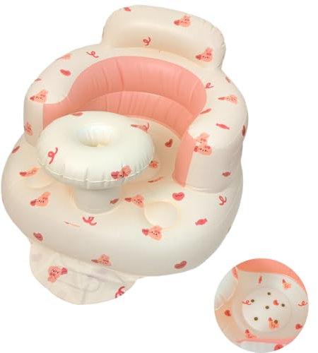 Aufblasbarer Baby-Sitz für Babys ab 3-36 Monaten,Baby-Rückenstützsofa,Baby Boden-Sitzunterstützung zum Sitzen lernen (Rosa Kaninchen)
