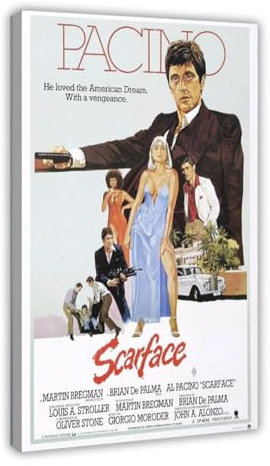 Scarface Filmposter auf Leinwand, Schlafzimmer-Dekor, Sportlandschaft, Büro, Raumdekoration, Geschenk, Rahmen-Stil, 40 x 60 cm