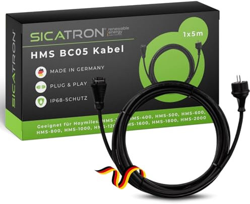 SICATRON Anschlusskabel Balkonkraftwerk HMS BC05 (5M) I Kompatibel mit Hoymiles (HMS-350 bis HMS-2000) UVM. I Wetter- & UV-beständig I Plug&Play Installation I Ideal für Mikrowechselrichter