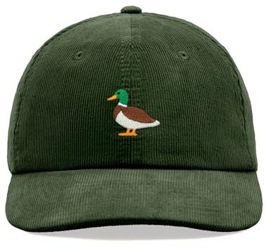 Mallard Duck Corduroy Baseball Cap Vintage Uni Dad Hat Adjustable Farmer Bird, dark olive, Einheitsgröße