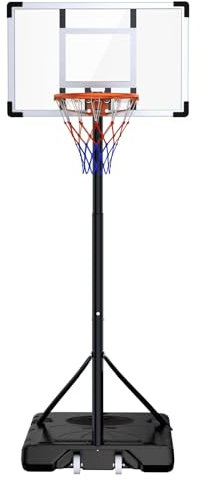 Basketballkorb Outdoor, Verstellbare Korbhöhe von 230cm bis 305cm für Kinder, Jugendliche und Erwachsene, Basketballkorb mit 105x66,5cm großer Basis und bruchsicherem Rückwand für Hinterhof/Einfahrt