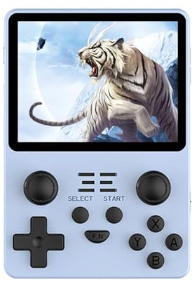 RGB20S Retro Handheld-Spielkonsole, 3,5-Zoll-IPS-Bildschirm 3500-mAh-Akku Videospielkonsole mit 128 GB TF-Karte, 25.000 vorinstallierten Spielen, Linux System Spielekonsole (RGB20S, Blau, 128G)