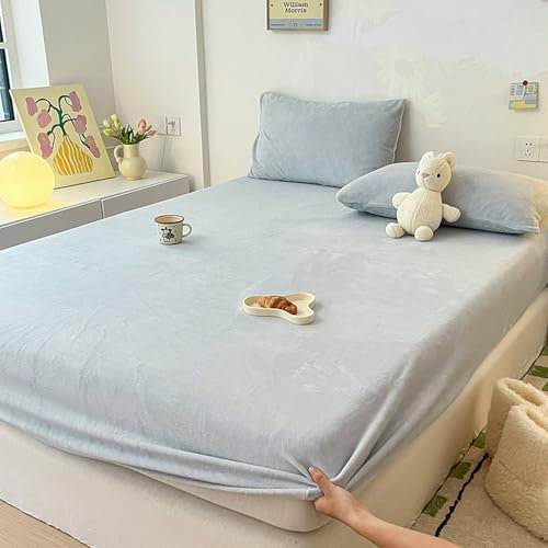 JIANINGHOME Spannbettlaken Plüsch 120x200,Spannbettlaken Winter Warme Flauschige Bettlaken Cashmere Touch Spannbetttuch